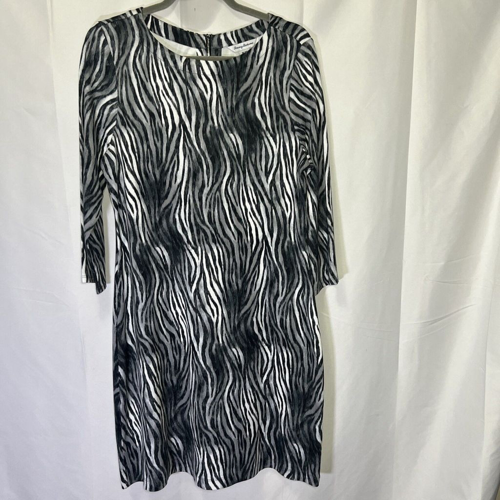 Tommy Bahama Women's Darcy Zesty Zebra Dress 3/4 Length Sleeve Stretch Sz M